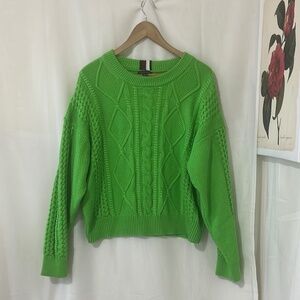 Tommy Hilfiger 60% Cotton Green Long Sleeve Sweater